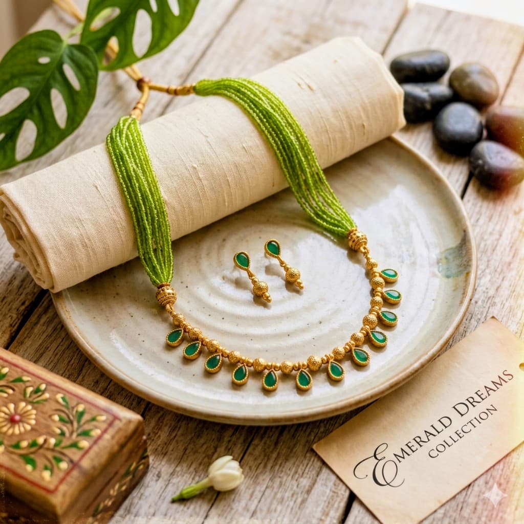 Emerald necklace set — VIWA Indrani collection