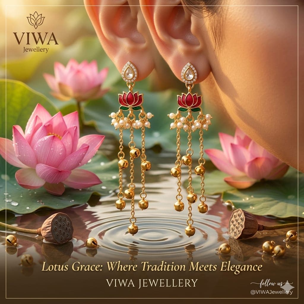 Pink lotus Kashmiri earrings by VIWA