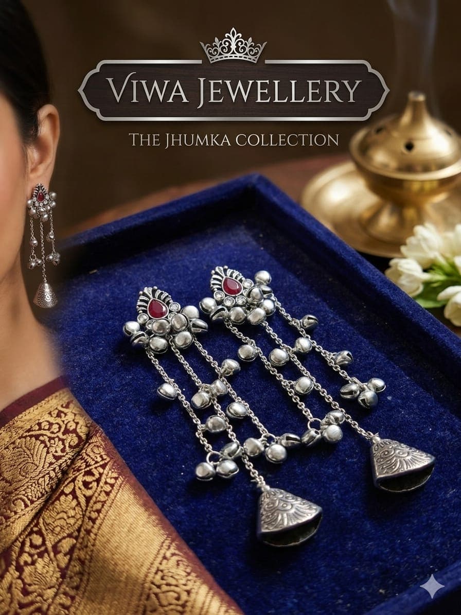Ruby Tassel Kashmiri Earrings (Silver)